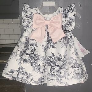 Floral Dress with Pink Bow